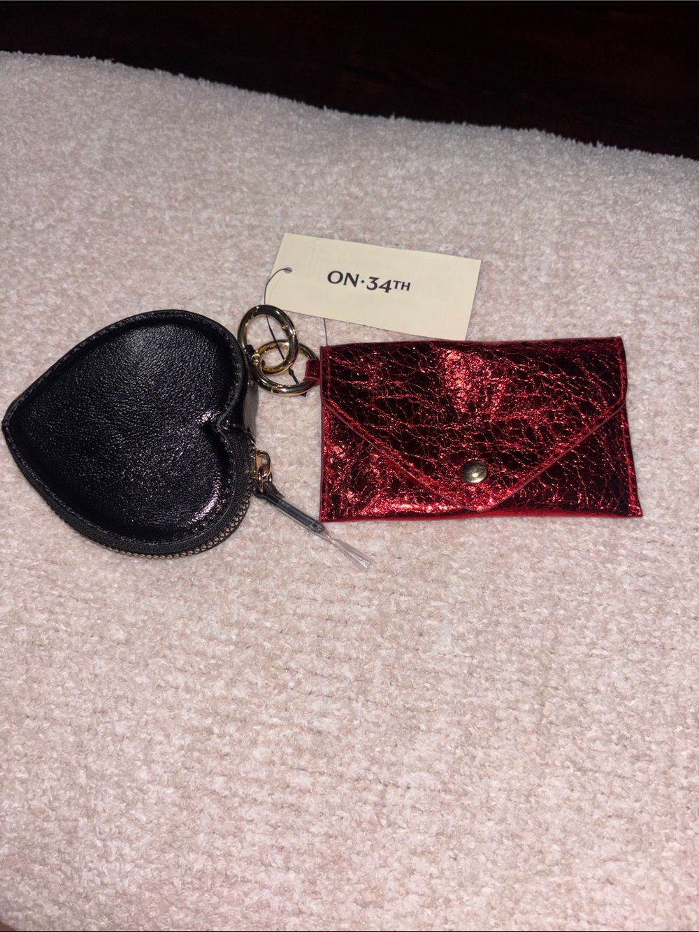 ON-34TH Black Heart Coin Pouch with Metallic Red Cardholder